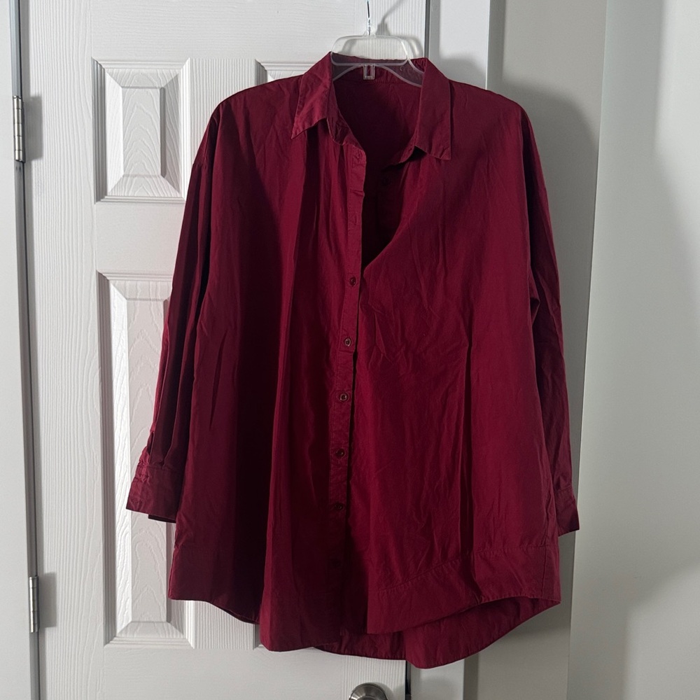 Women's Burgundy Button Down Shirt